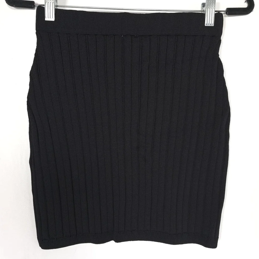 ANTHROPOLOGIE MAEVE Women's New SMALL Denim Pocket Knit Mini Skirt Black 4120